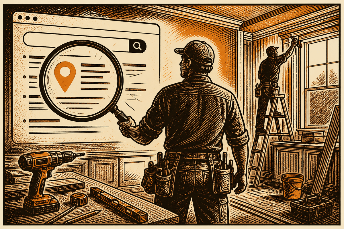 How Google AI Overviews Are Quietly Stealing Your Local SEO Traffic: retro comicbook local contractor seo contractor marketing illustration