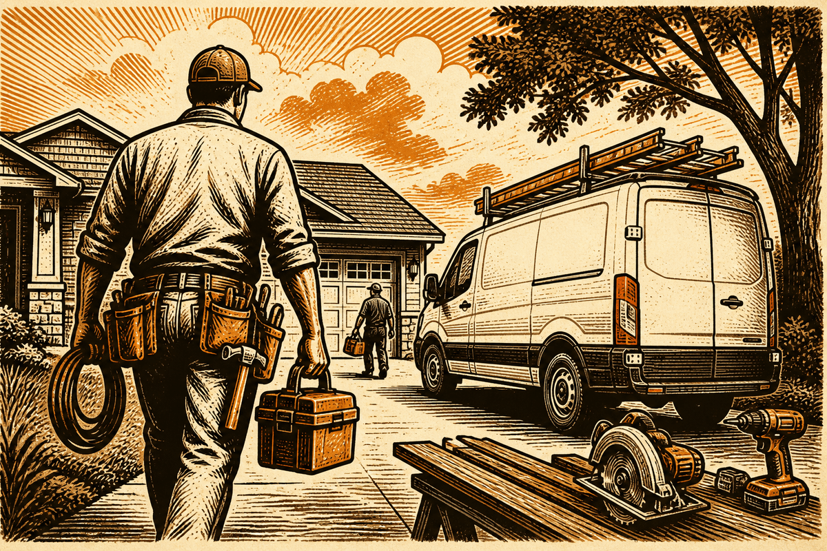 Why Quality Content Wins in Contractor SEO and AI Search Visibility: retro comicbook general contractor contractor marketing illustration