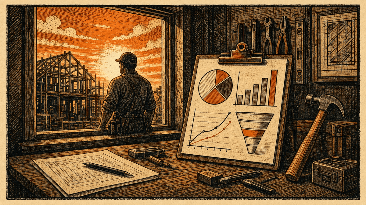 Contractor Marketing Metrics Explained: How to Read Your Numbers Without a Marketing Degree: retro comicbook analytics contractor marketing illustration