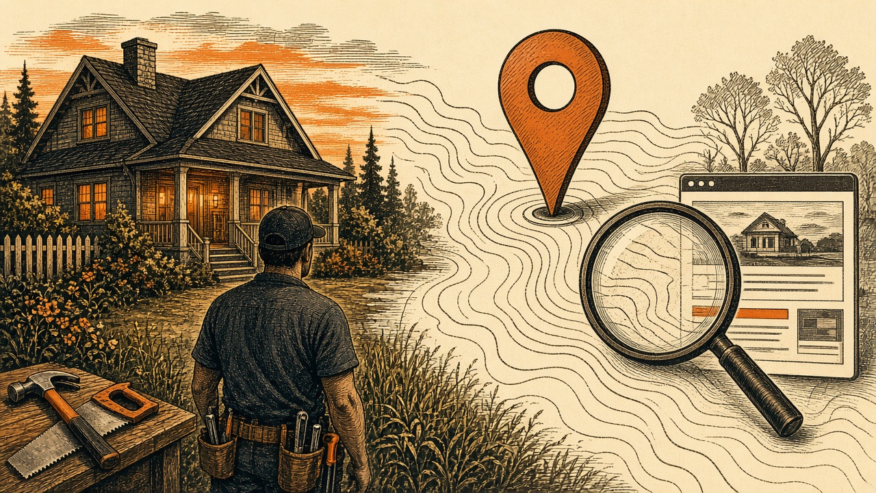 What Google's New Search Policy Means for Contractor Visibility: retro comicbook seo contractor marketing illustration
