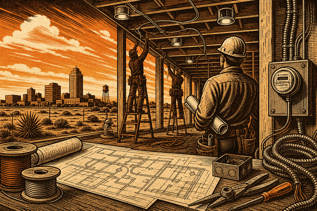 Electrical Business Website in Amarillo, TX: retro comicbook electrical contractor marketing illustration