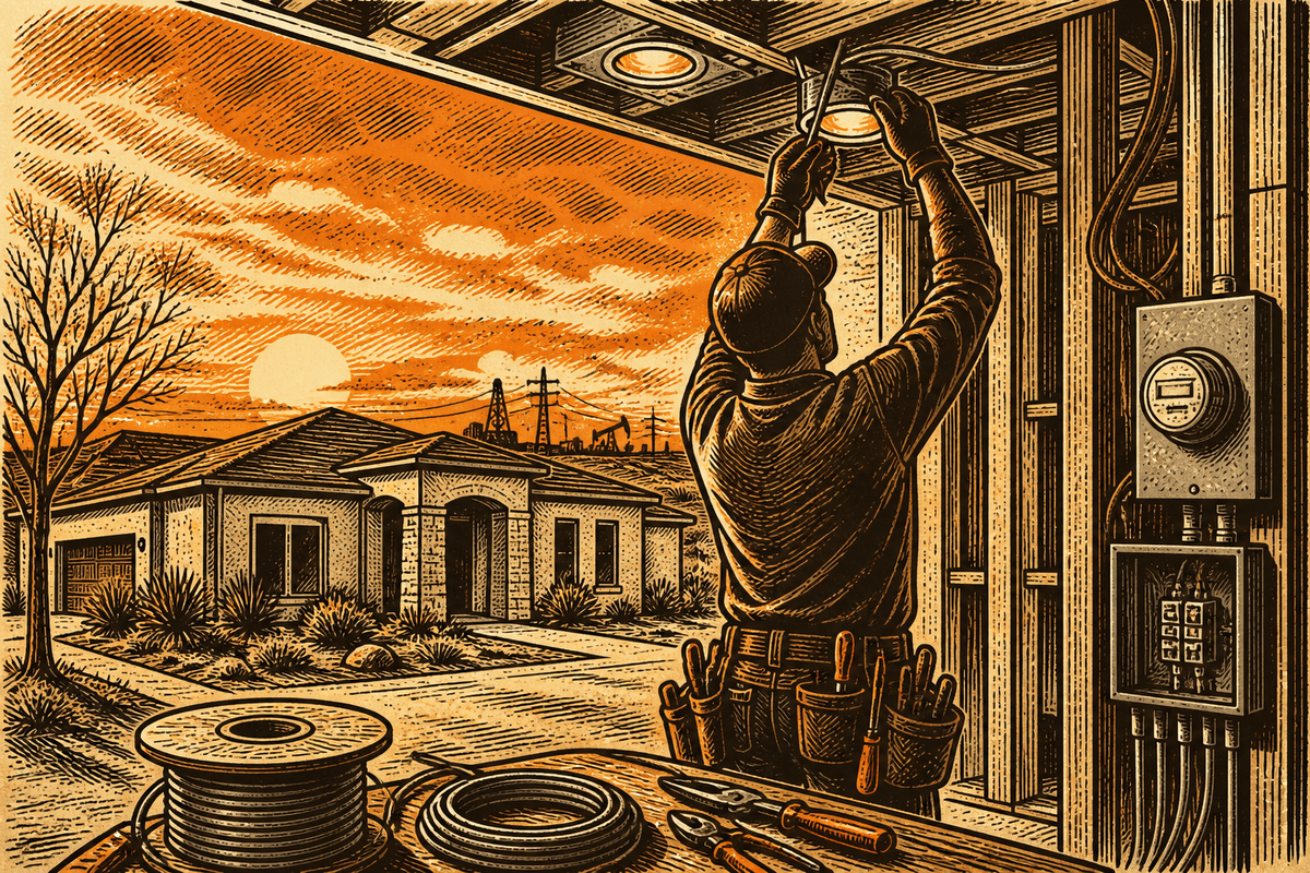 Electrical Business Website in Odessa, TX: retro comicbook electrical contractor marketing illustration