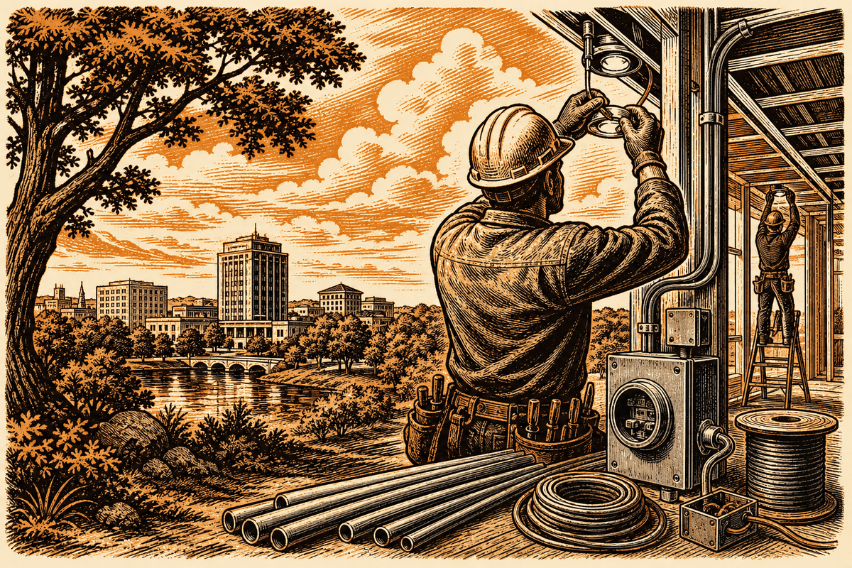Electrical Business Website in Tyler, TX: retro comicbook electrical contractor marketing illustration