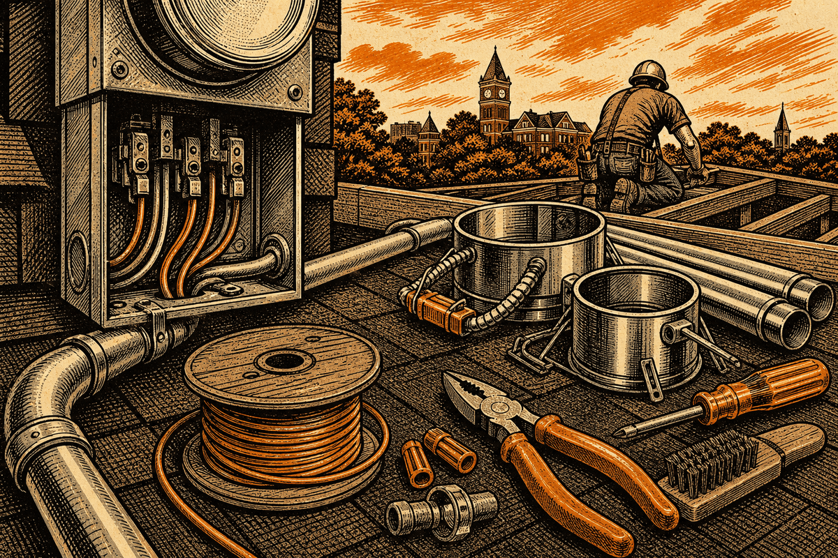 Electrical Marketing in Auburn, AL: retro comicbook electrical contractor marketing illustration