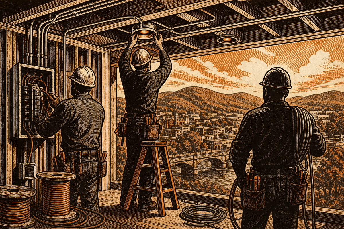 Electrician Marketing in Bristol, TN: retro comicbook electrical contractor marketing illustration
