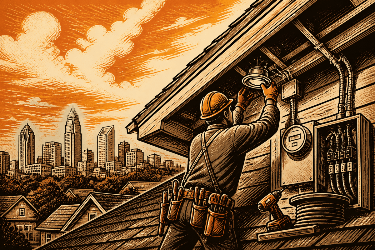 Electrical Marketing in Charlotte, NC: retro comicbook electrical contractor marketing illustration