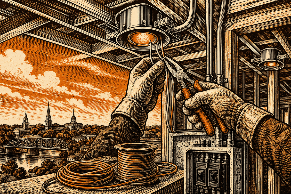 Electrical Marketing in Clarksville, TN: retro comicbook electrical contractor marketing illustration