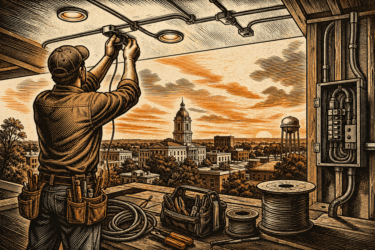 Electrician Marketing in Dothan, AL: retro comicbook electrical contractor marketing illustration