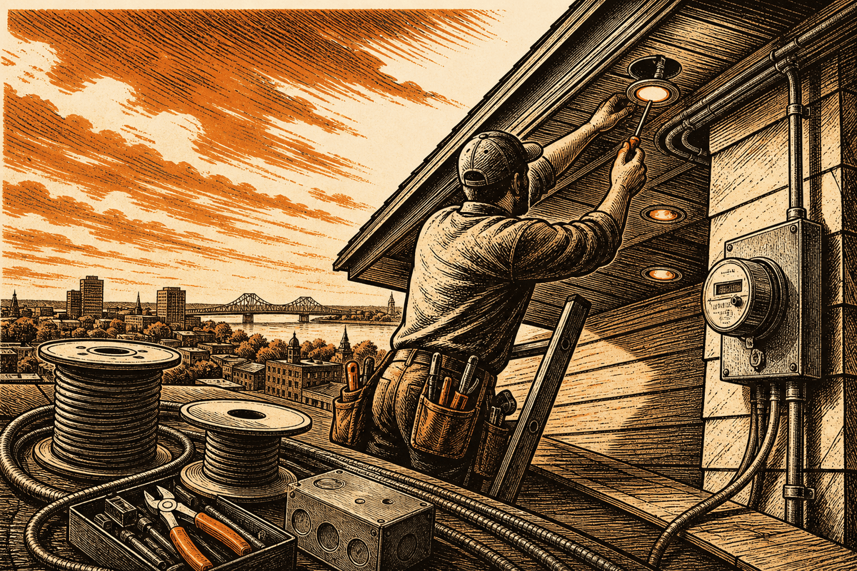 Electrician Marketing in Evansville, IN: retro comicbook electrical contractor marketing illustration