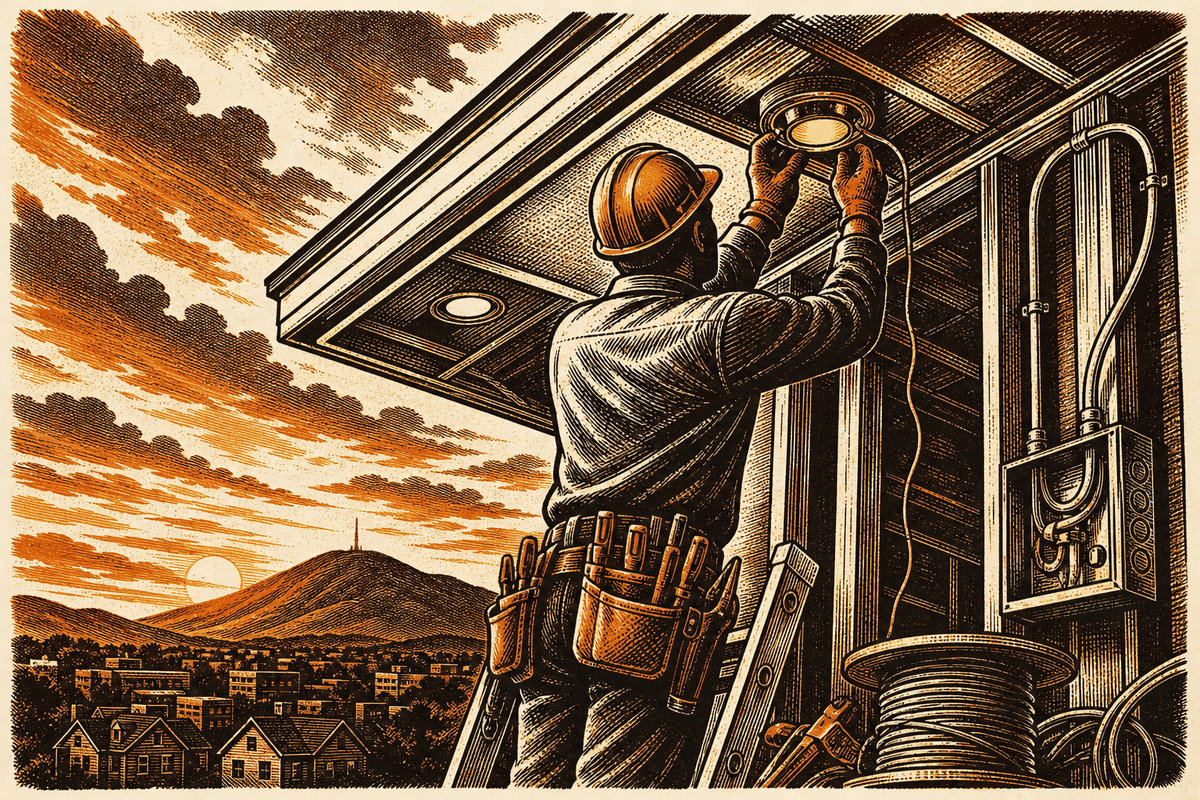 Electrical Marketing in Johnson City, TN: retro comicbook electrical contractor marketing illustration
