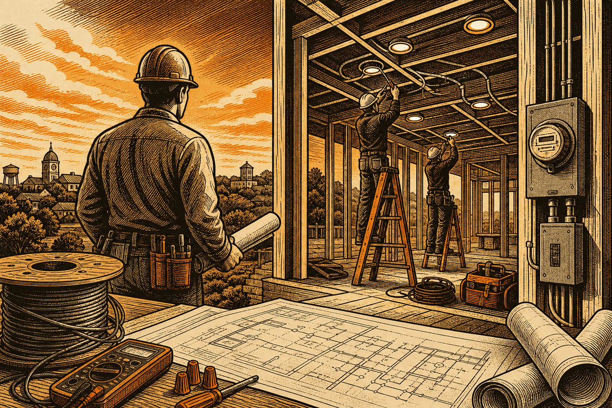 How Electrical Businesses in Murfreesboro, TN Get More Leads: retro comicbook electrical contractor marketing illustration