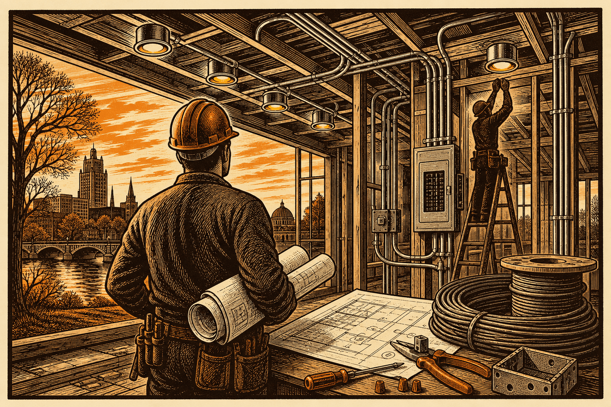 Electrical Marketing in South Bend, IN: retro comicbook electrical contractor marketing illustration