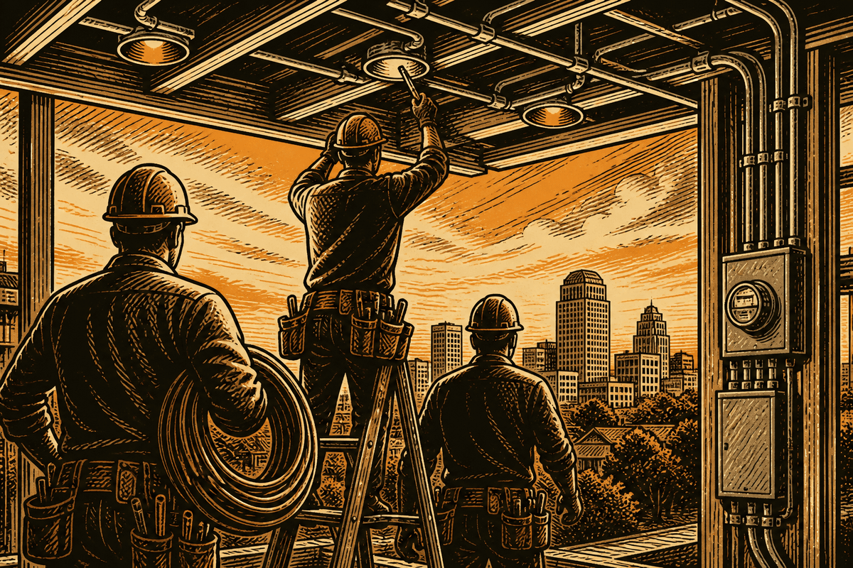 Electrician Marketing in Winston-Salem, NC: retro comicbook electrical contractor marketing illustration