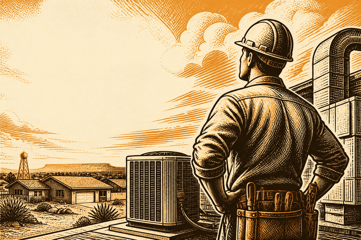 HVAC Business Website in Odessa, TX: retro comicbook hvac contractor marketing illustration