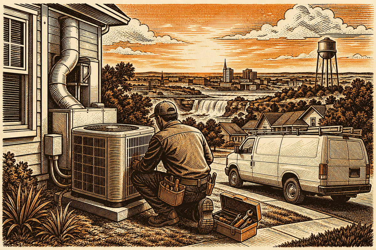 HVAC Business Website in Wichita Falls, TX: retro comicbook hvac contractor marketing illustration
