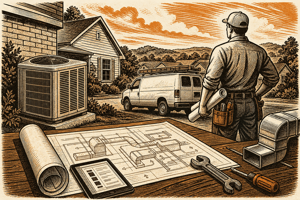 How HVAC Businesses in Alabaster, AL Get More Leads: retro comicbook hvac contractor marketing illustration