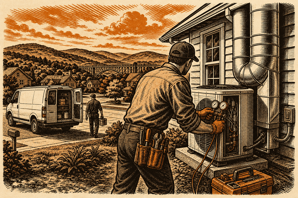 HVAC Contractor Marketing in Bristol, TN: retro comicbook hvac contractor marketing illustration
