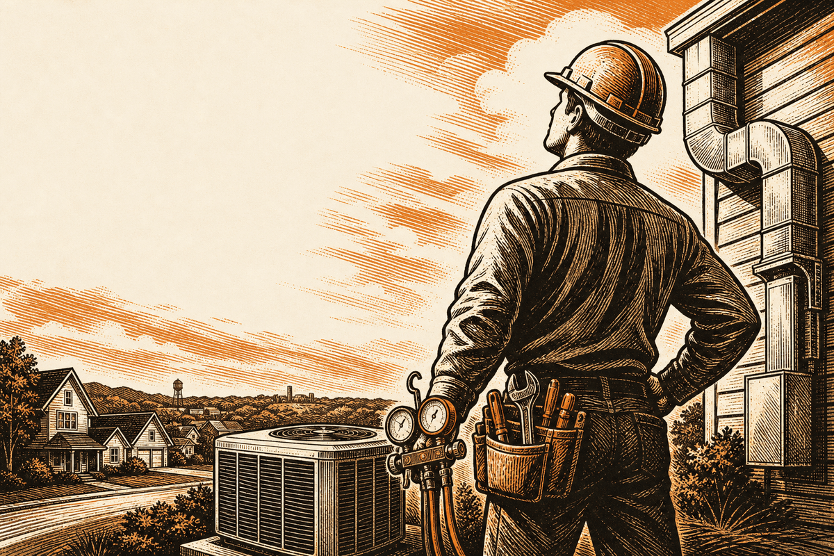 How HVAC Businesses in Clarksville, TN Get More Leads: retro comicbook hvac contractor marketing illustration