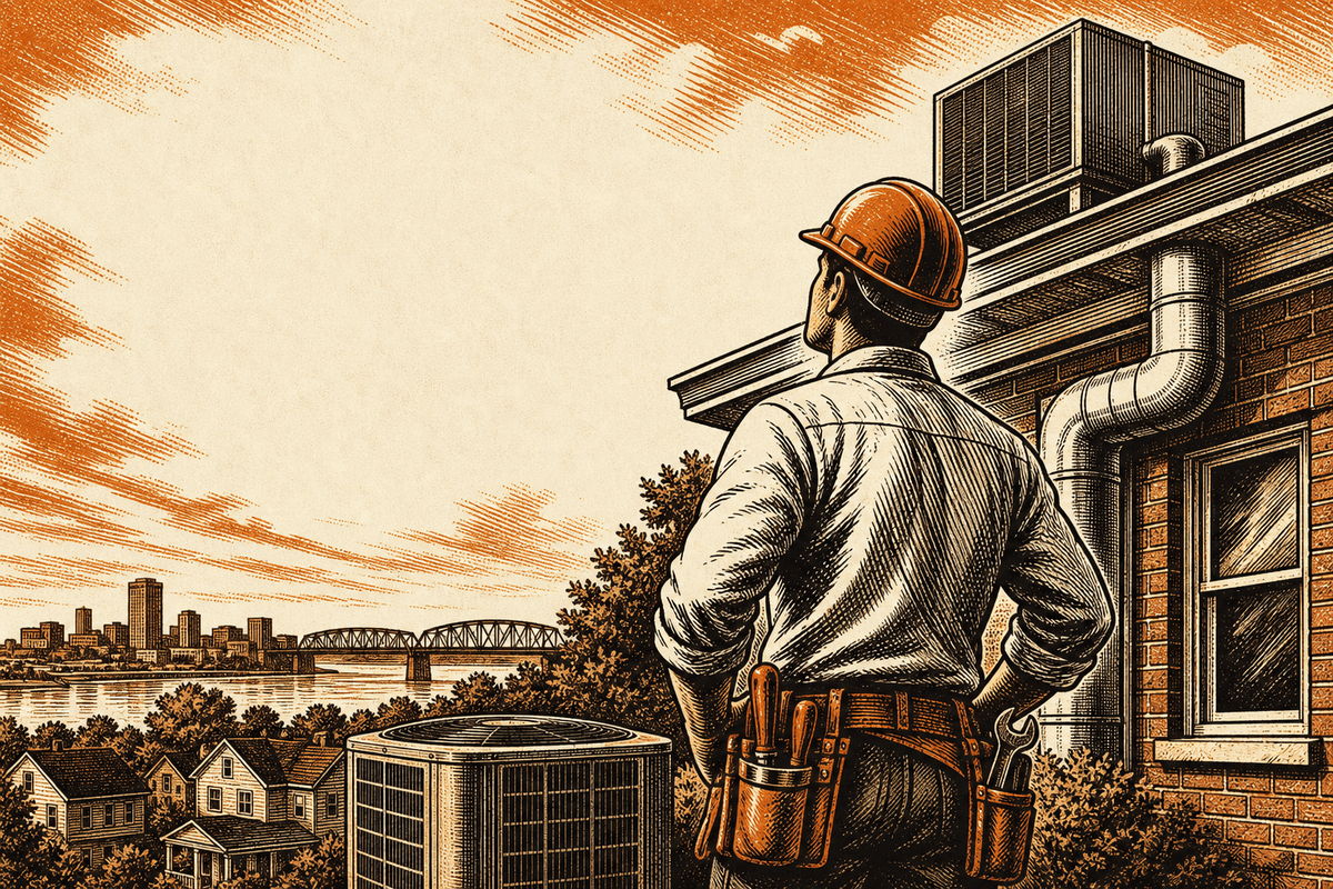 HVAC Contractor Marketing in Evansville, IN: retro comicbook hvac contractor marketing illustration