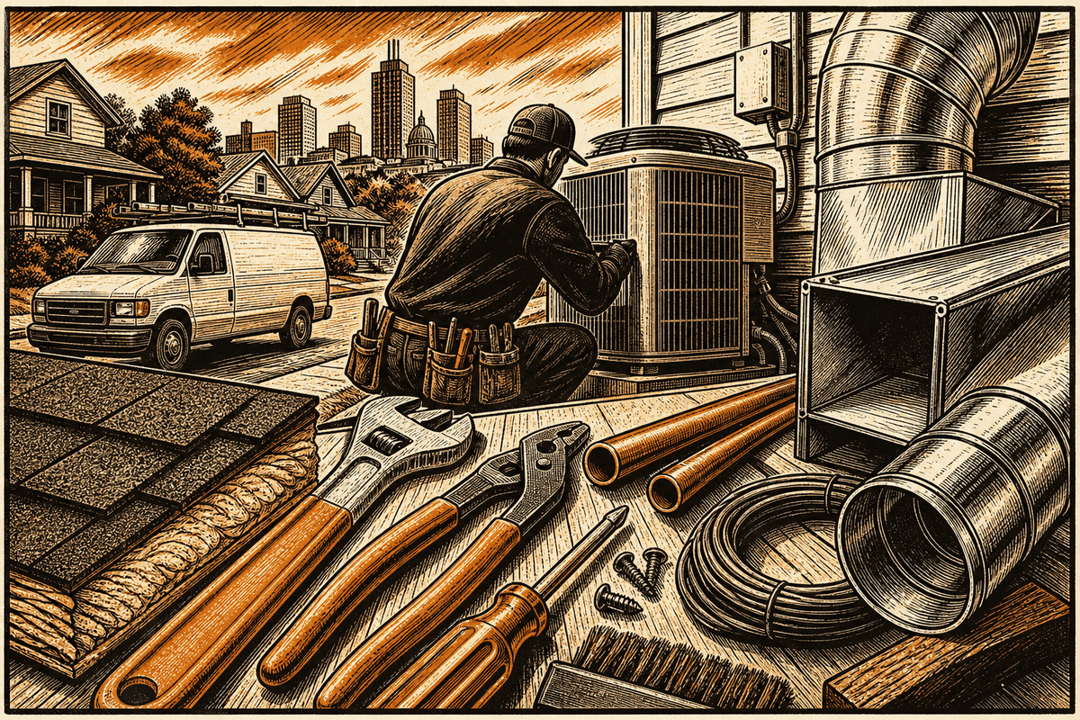 HVAC Marketing in Fort Wayne, IN: retro comicbook hvac contractor marketing illustration