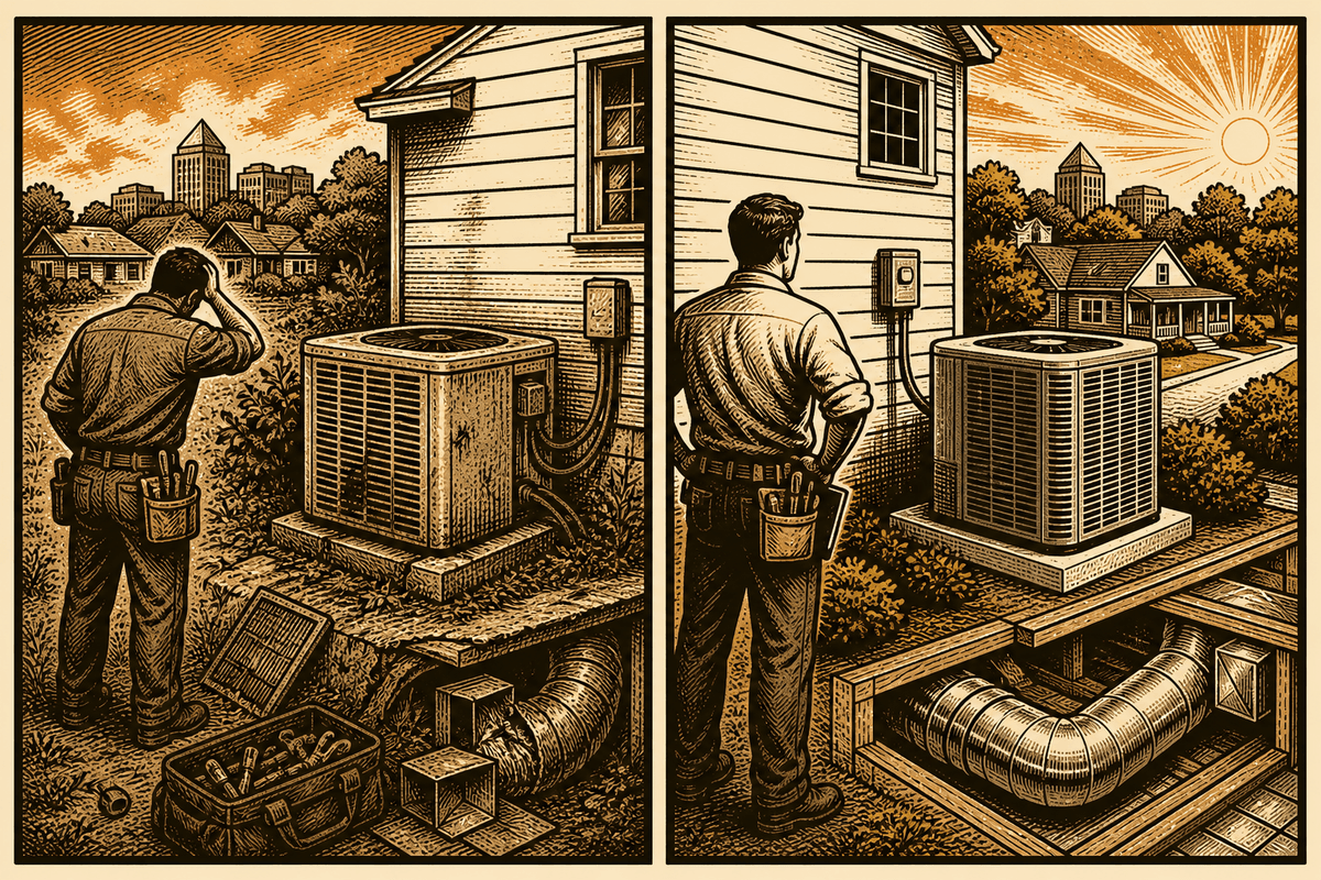 HVAC Contractor Marketing in Greensboro, NC: retro comicbook hvac contractor marketing illustration