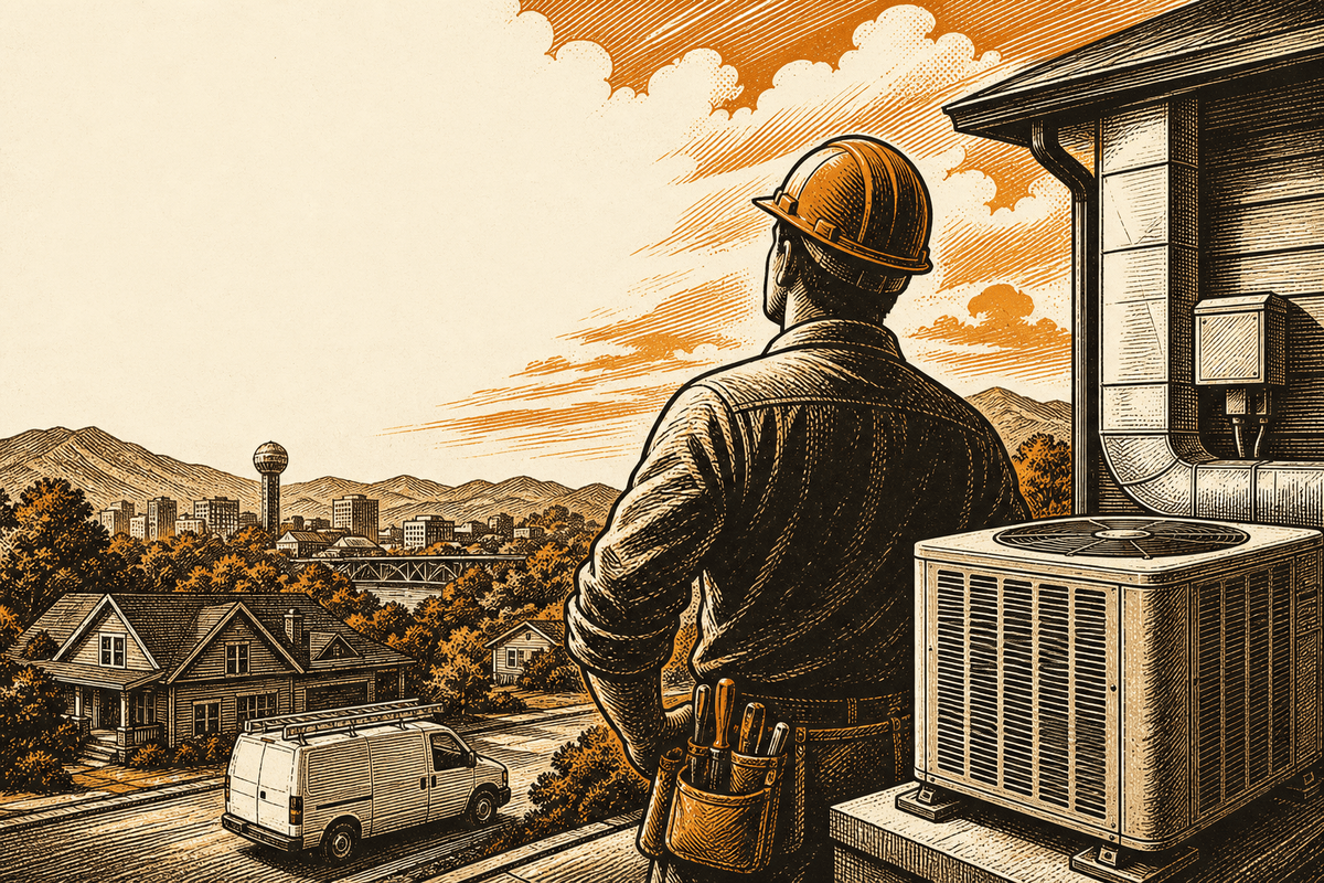 HVAC Marketing in Knoxville, TN: retro comicbook hvac contractor marketing illustration