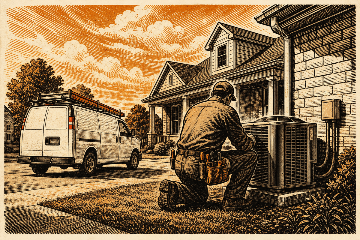 HVAC Contractor Marketing in Murfreesboro, TN: retro comicbook hvac contractor marketing illustration