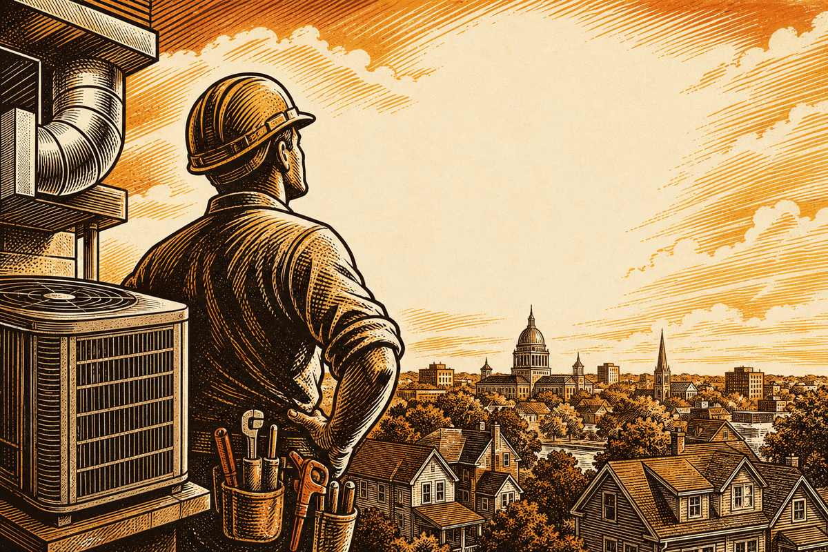 HVAC Marketing in South Bend, IN: retro comicbook hvac contractor marketing illustration