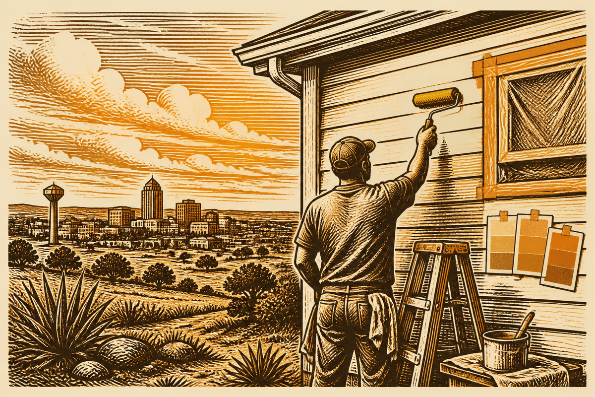 Painting Business Website in Abilene, TX: retro comicbook painting contractor marketing illustration