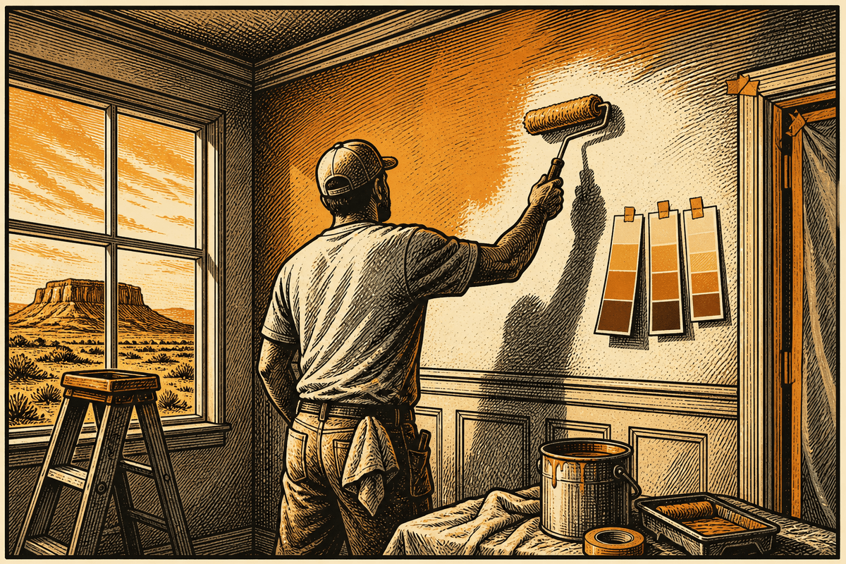 Painting Business Website in Amarillo, TX: retro comicbook painting contractor marketing illustration