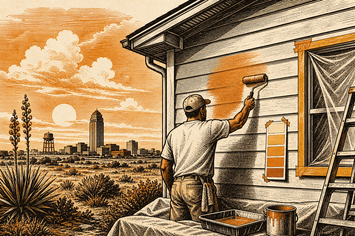 Painting Business Website in Lubbock, TX: retro comicbook painting contractor marketing illustration