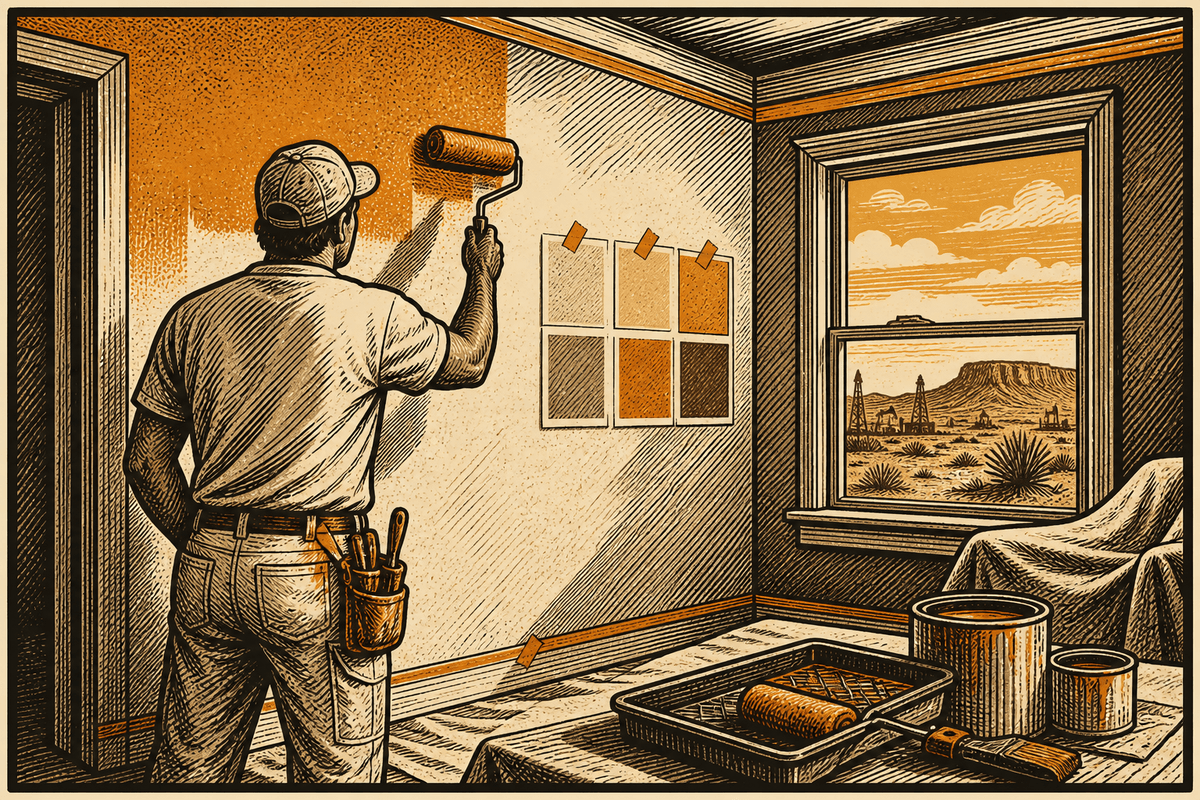 Painting Business Website in Midland, TX: retro comicbook painting contractor marketing illustration