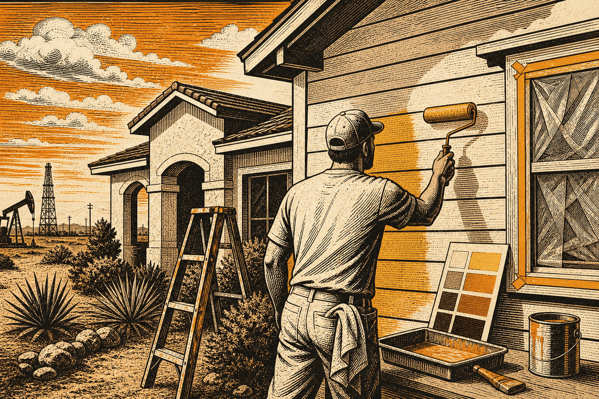 Painting Business Website in Odessa, TX: retro comicbook painting contractor marketing illustration