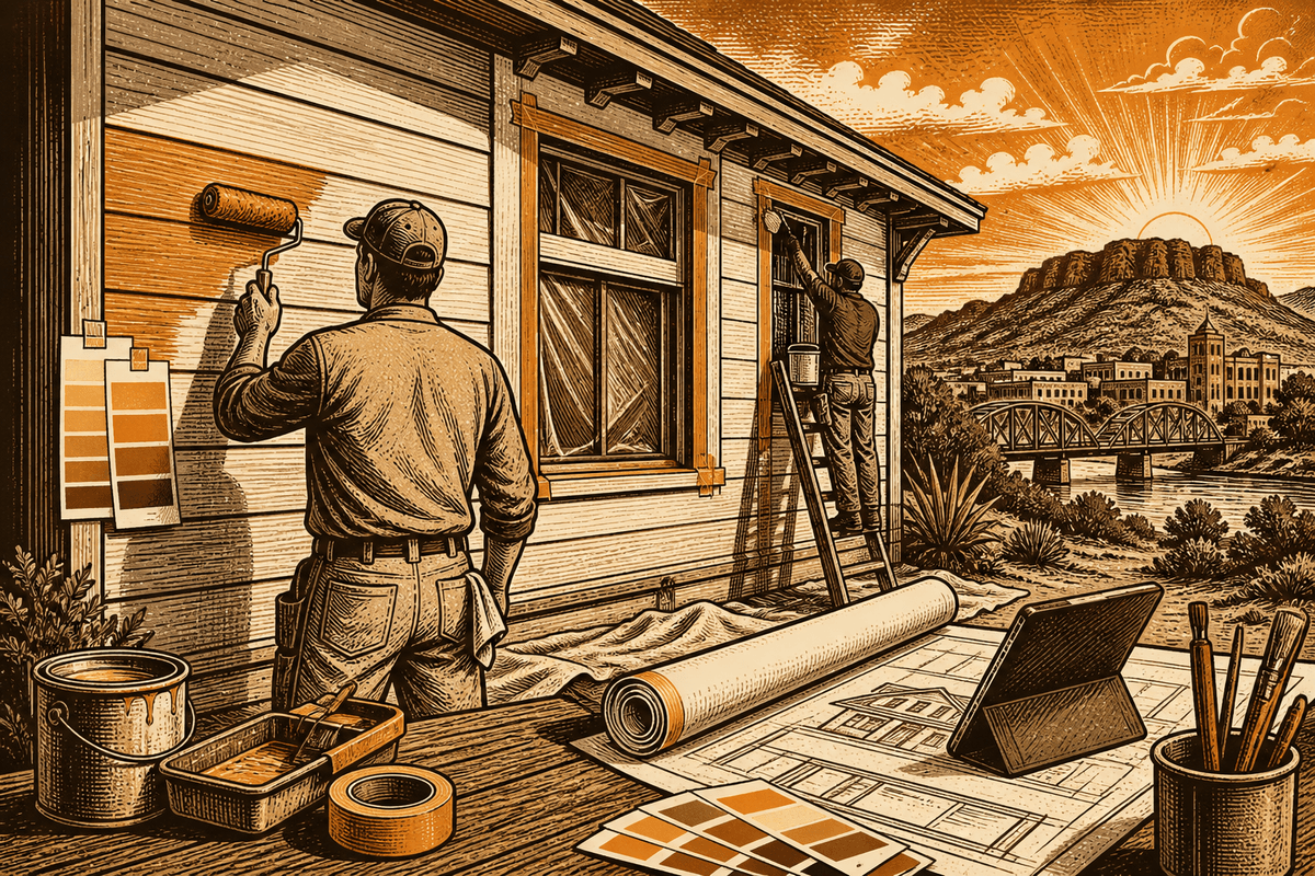 Painting Business Website in San Angelo, TX: retro comicbook painting contractor marketing illustration
