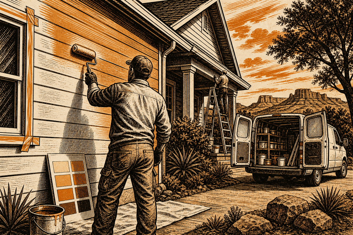 Painting Business Website in Wichita Falls, TX: retro comicbook painting contractor marketing illustration