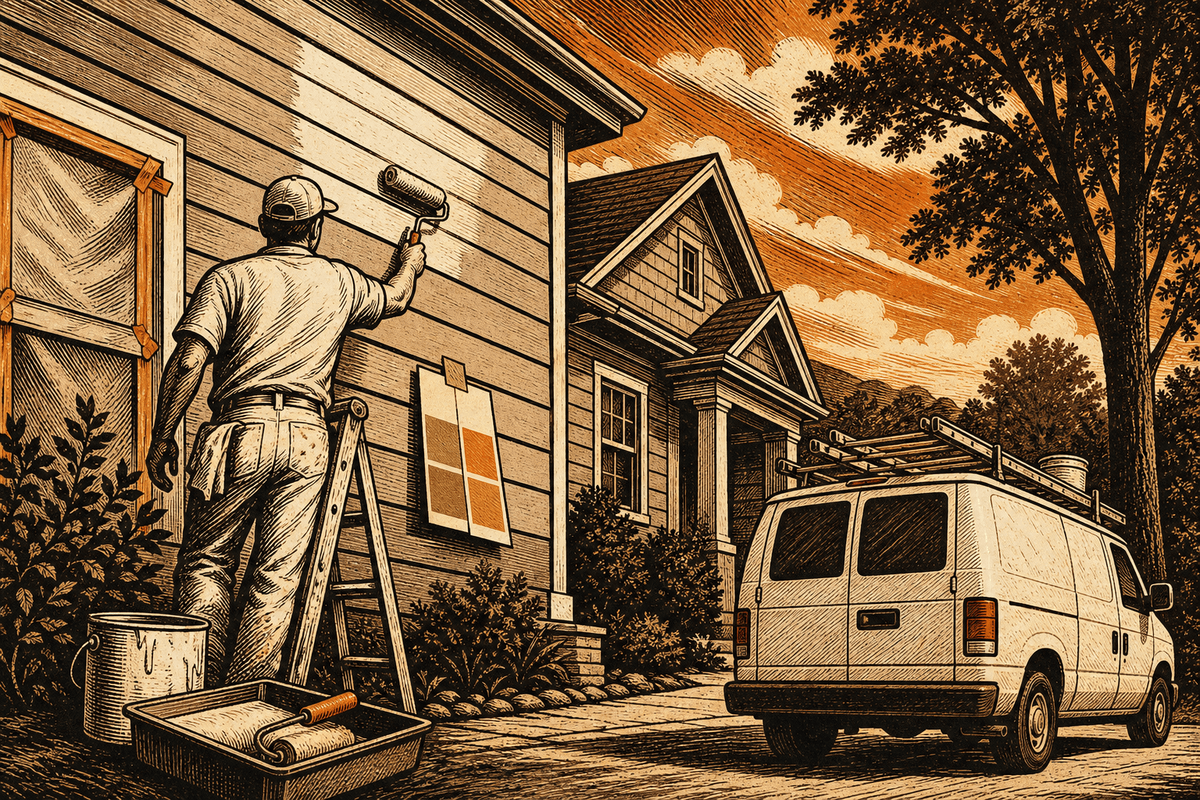 Painting Contractor Marketing in Alabaster, AL: retro comicbook painting contractor marketing illustration