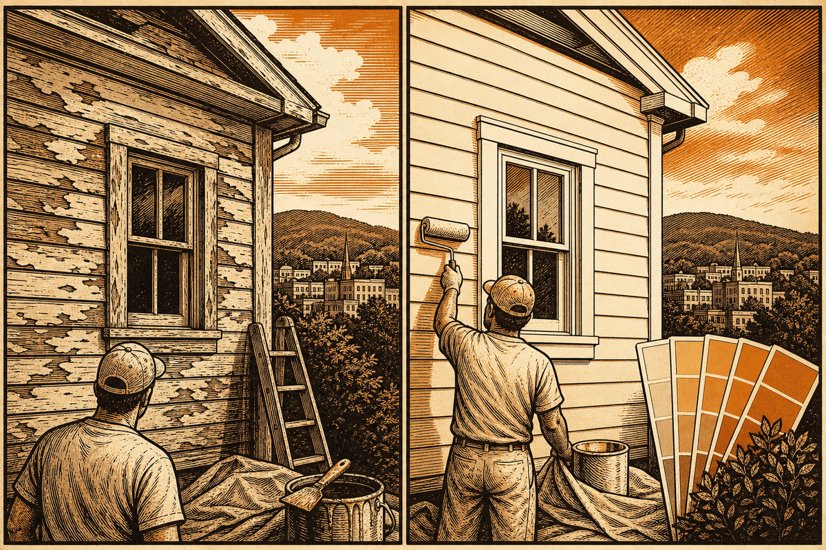 Painting Contractor Marketing in Bristol, TN: retro comicbook painting contractor marketing illustration