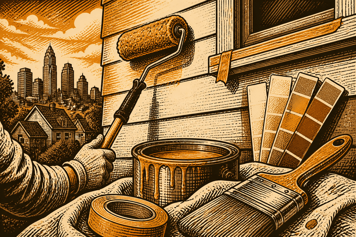 Local SEO for Painting Contractors in Charlotte, NC: retro comicbook painting contractor marketing illustration