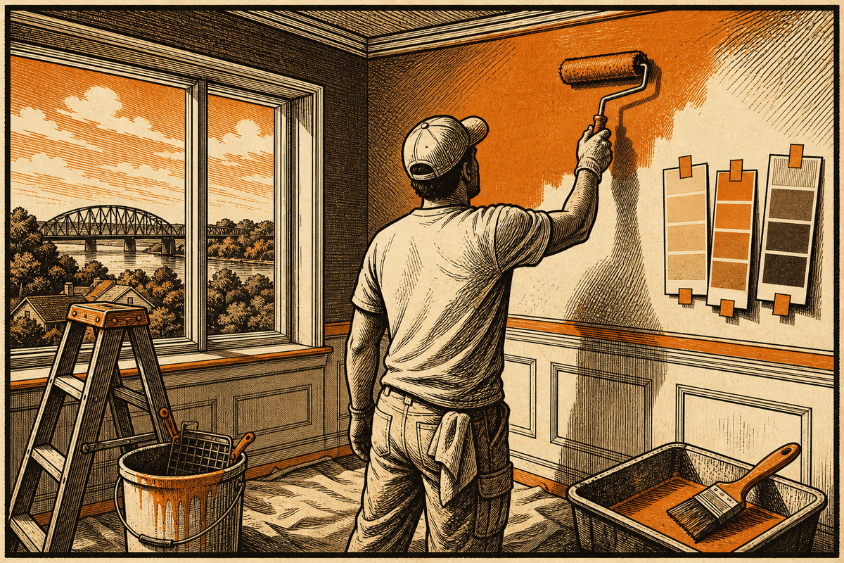 Painting Contractor Marketing in Clarksville, TN: retro comicbook painting contractor marketing illustration
