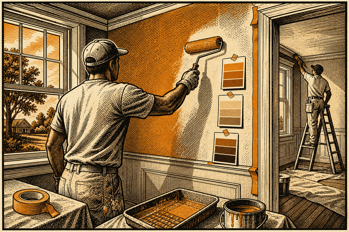 Painting Contractor Marketing in Dothan, AL: retro comicbook painting contractor marketing illustration