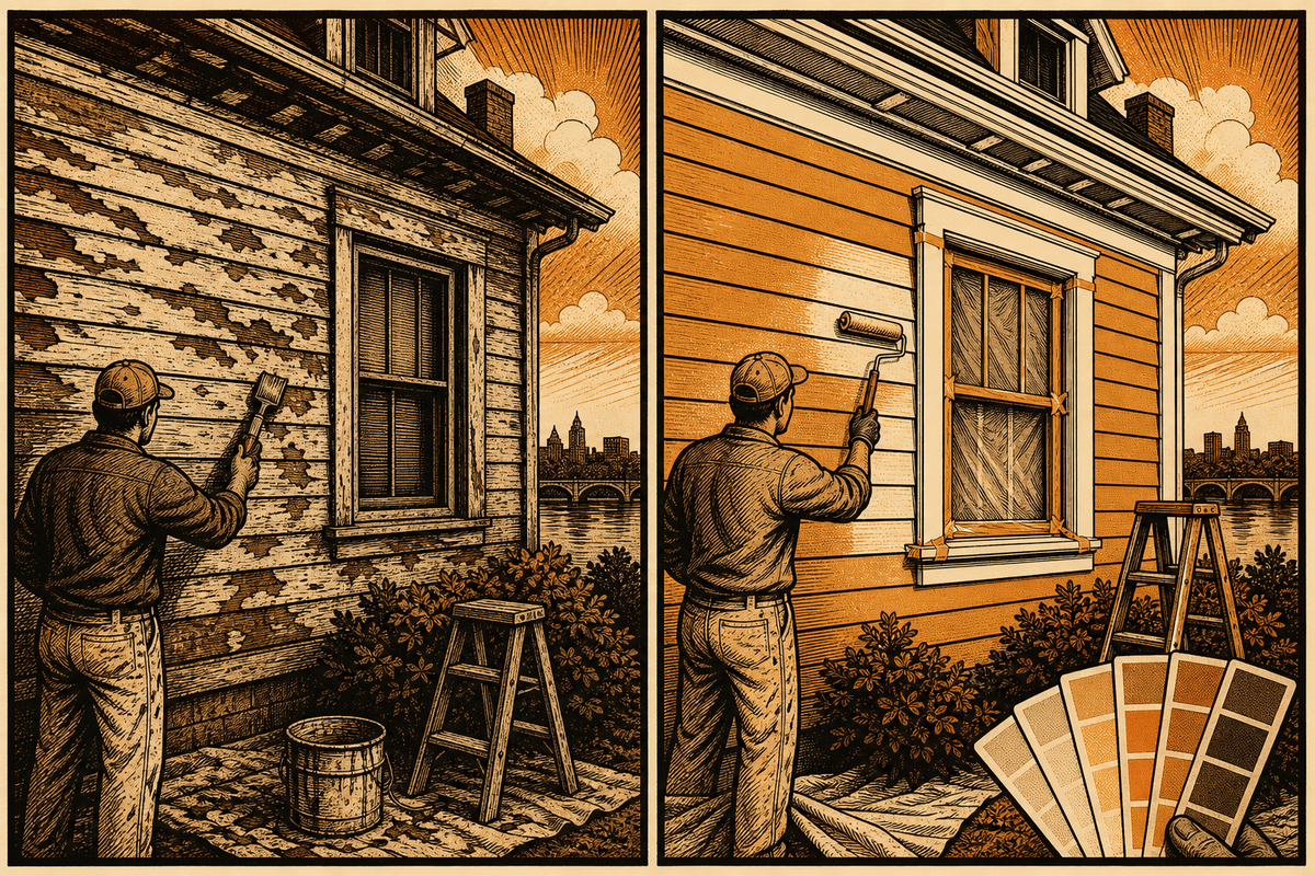 Painting Contractor Marketing in Evansville, IN: retro comicbook painting contractor marketing illustration