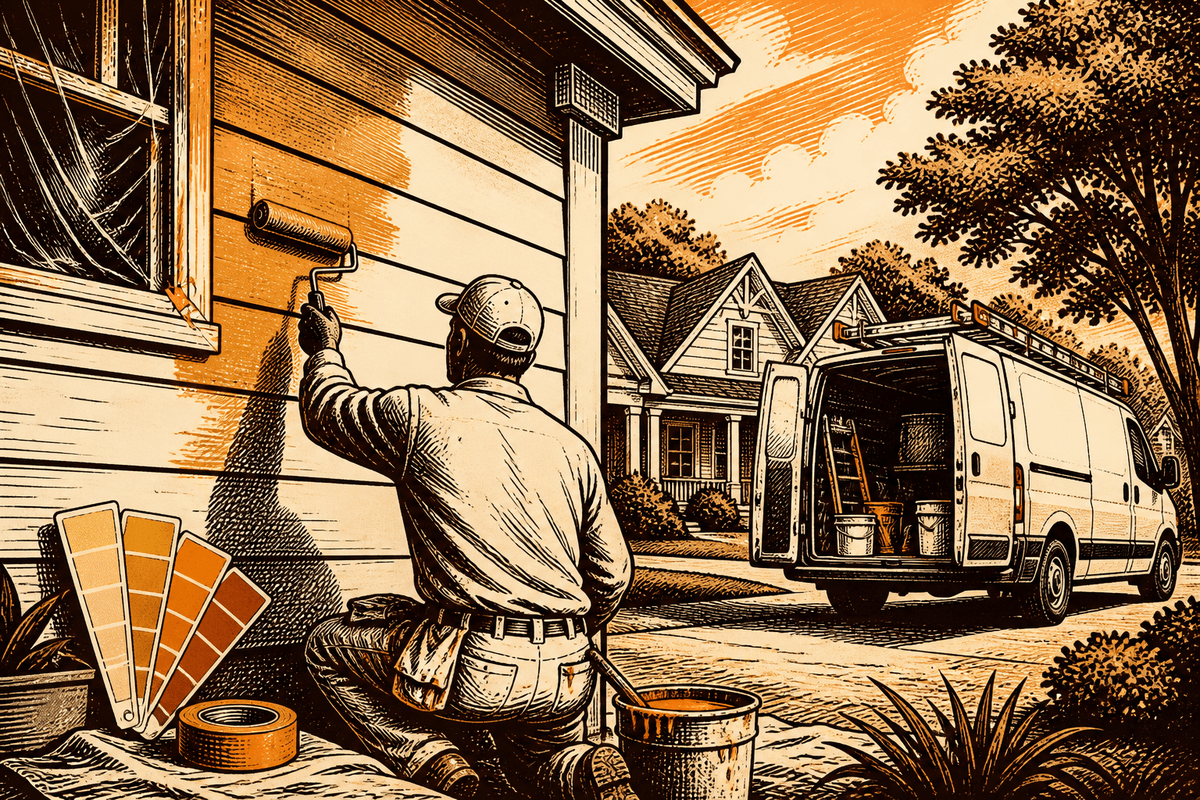 Painting Contractor Marketing in Greensboro, NC: retro comicbook painting contractor marketing illustration