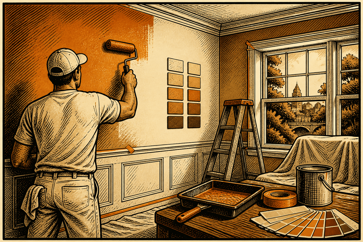 Painting Contractor Marketing in Greenville, SC: retro comicbook painting contractor marketing illustration