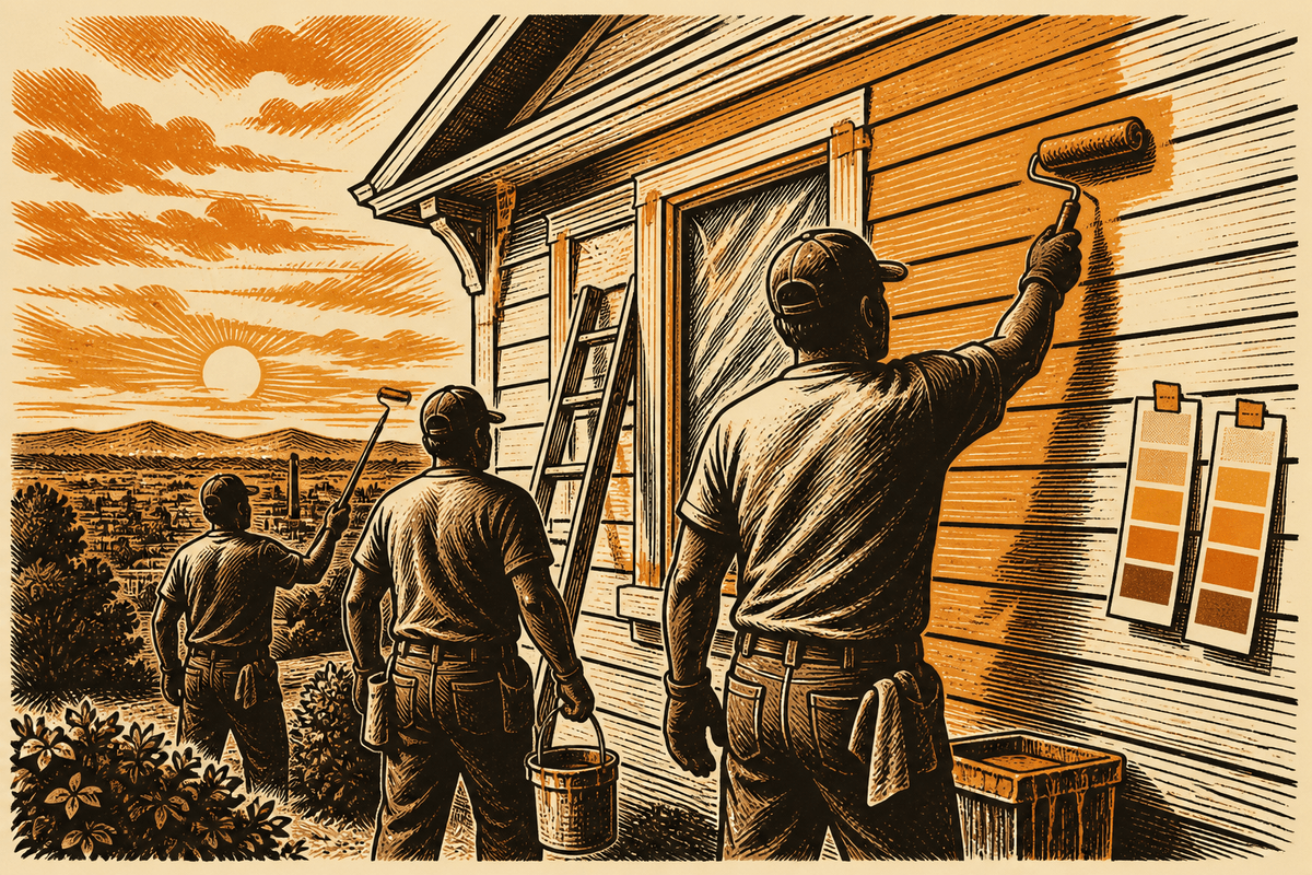 Local SEO for Painting Contractors in Hickory, NC: retro comicbook painting contractor marketing illustration