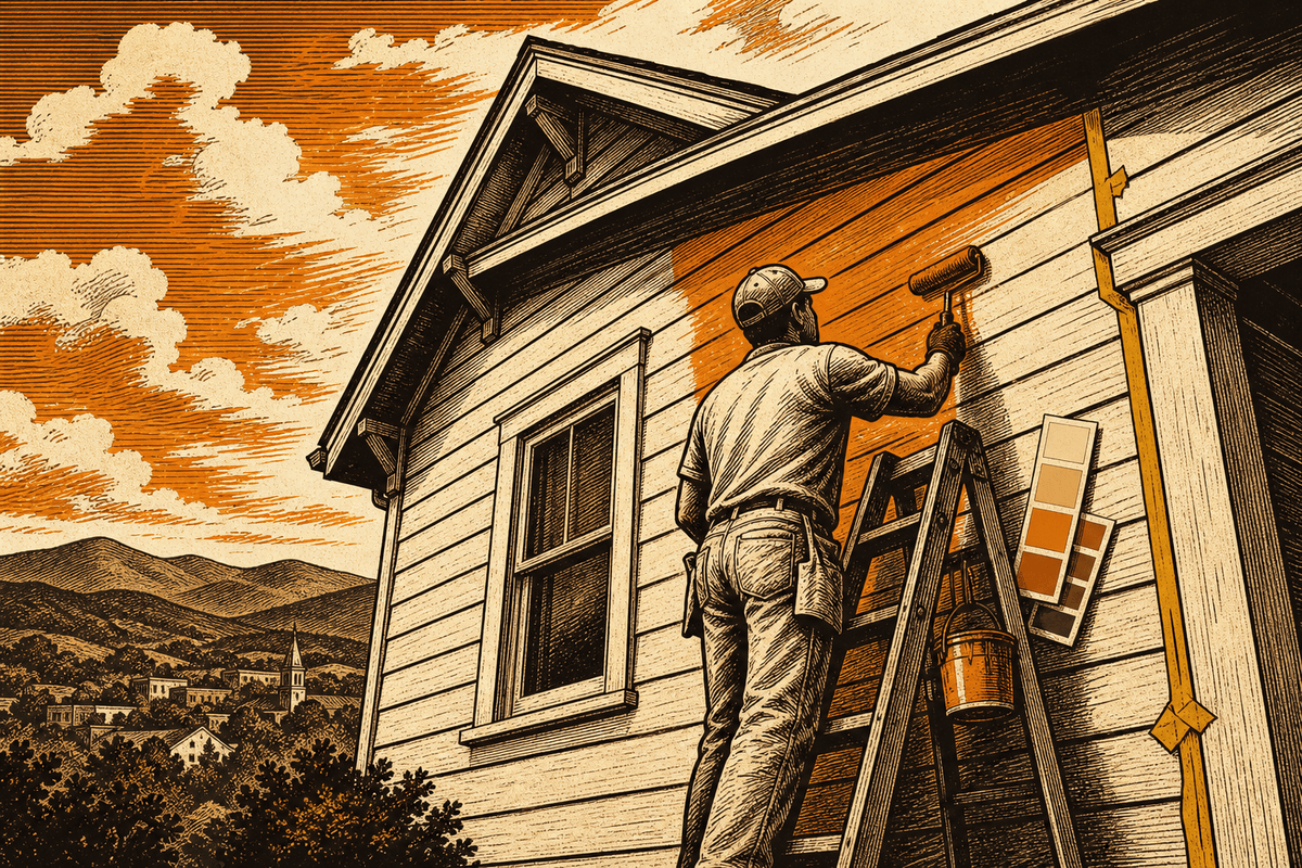 Painting Contractor Marketing in Johnson City, TN: retro comicbook painting contractor marketing illustration