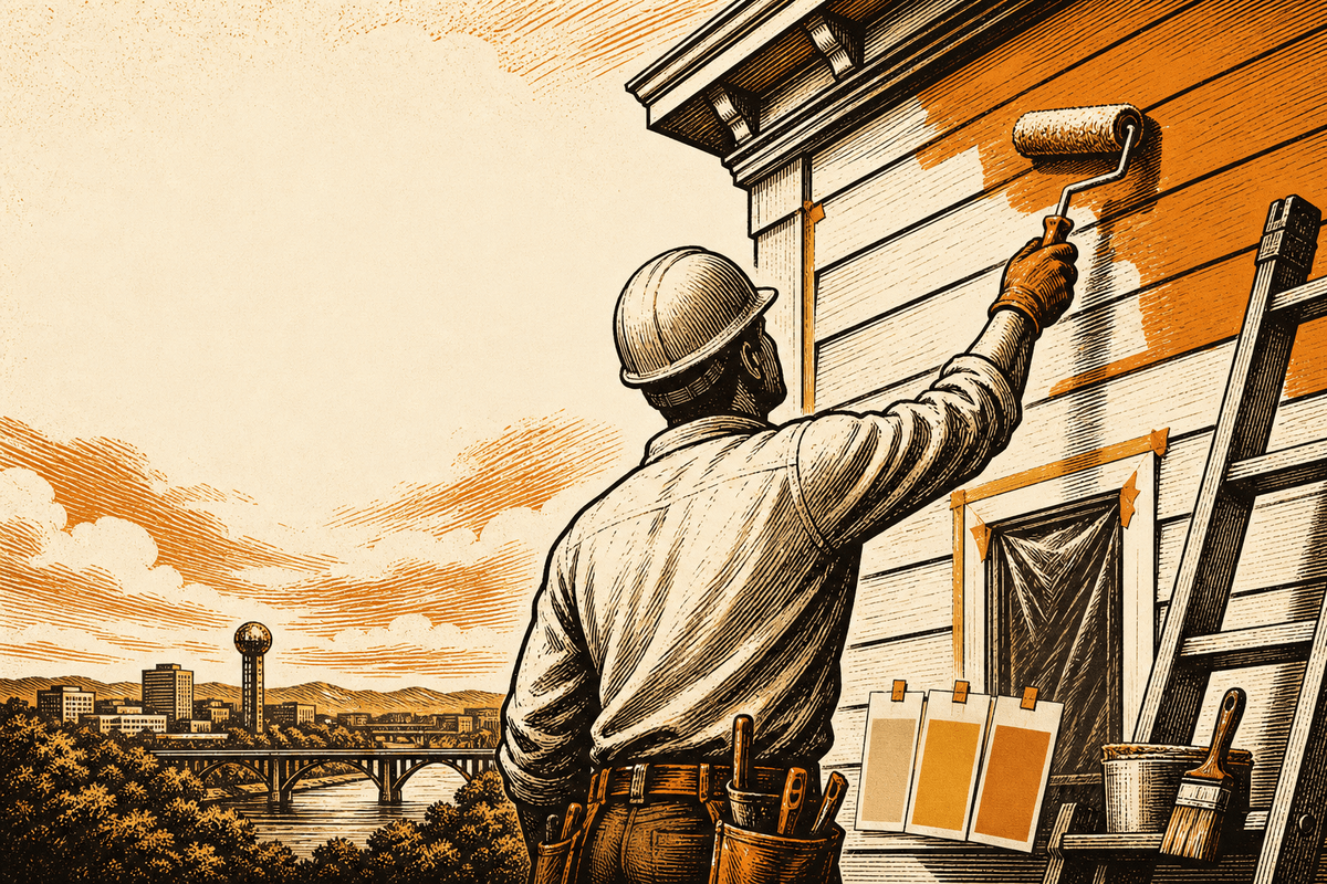 Painting Contractor Marketing in Knoxville, TN: retro comicbook painting contractor marketing illustration