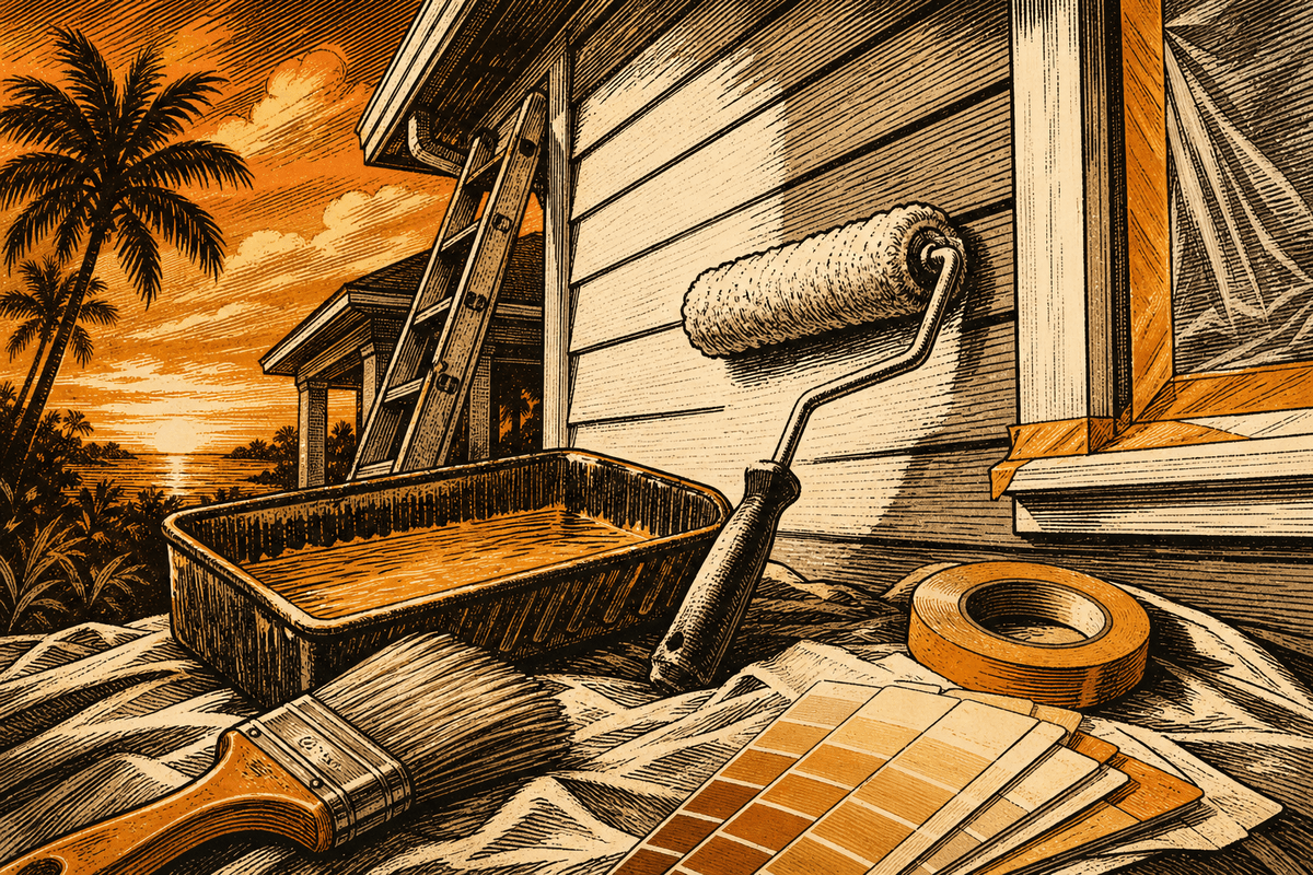 Painting Contractor Marketing in Melbourne, FL: retro comicbook painting contractor marketing illustration