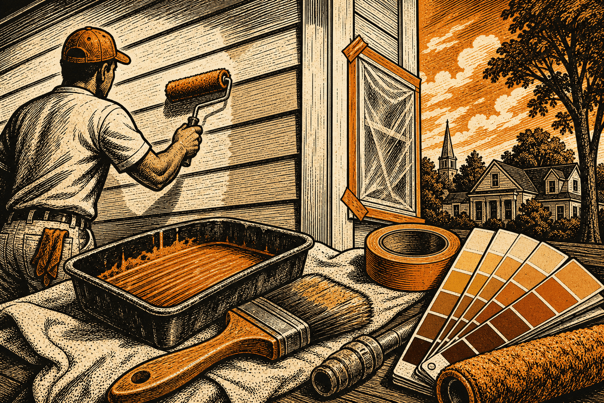 Painting Contractor Marketing in Murfreesboro, TN: retro comicbook painting contractor marketing illustration