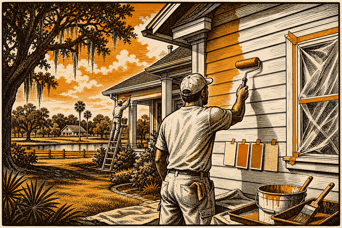 Painting Contractor Marketing in Ocala, FL: retro comicbook painting contractor marketing illustration