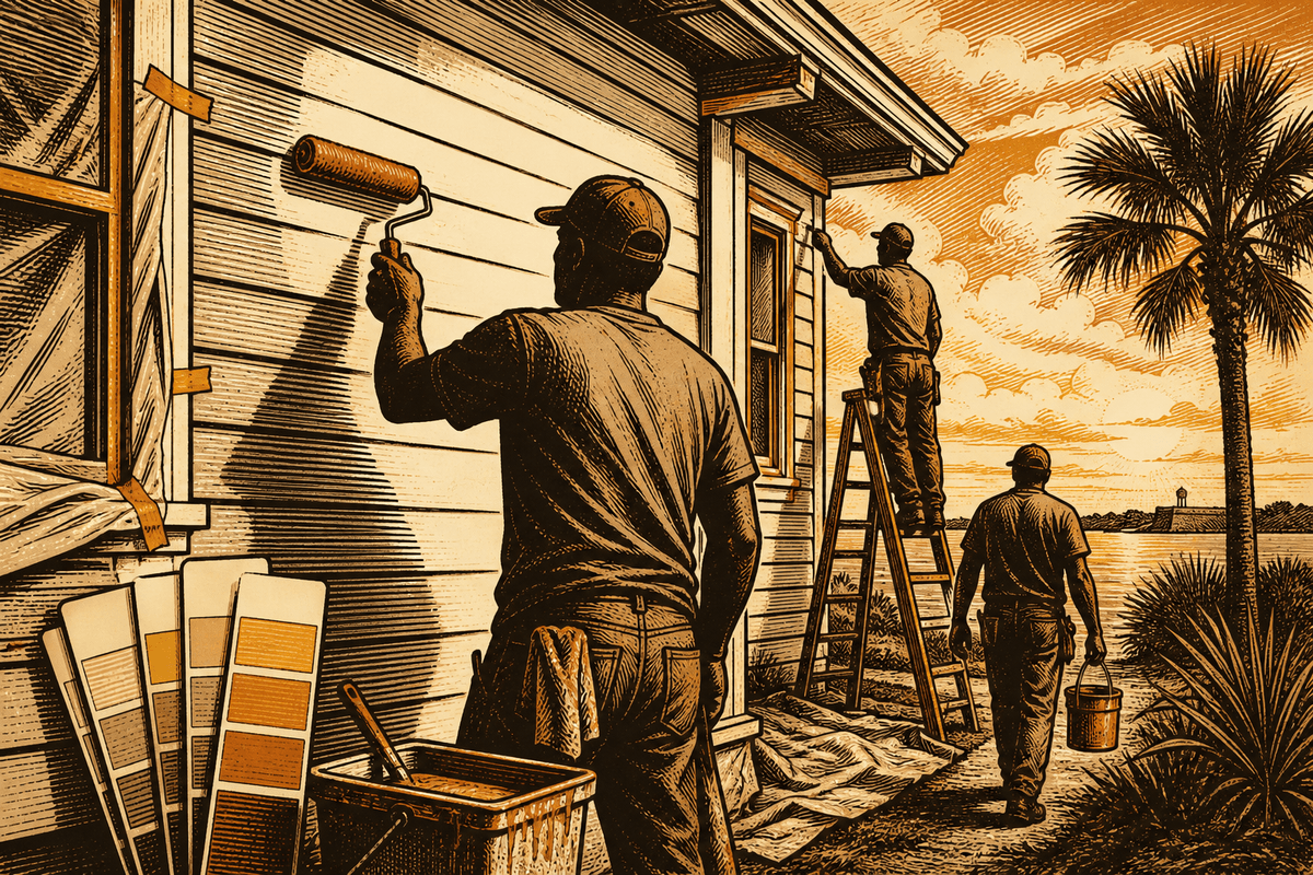 Painting Contractor Marketing in Pensacola, FL: retro comicbook painting contractor marketing illustration